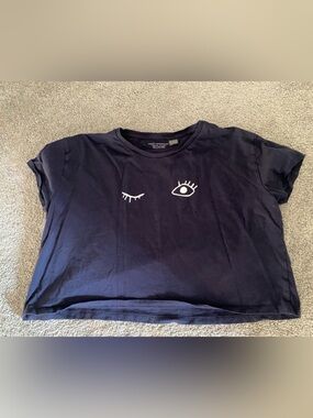 White Eye Graphic Crop Top